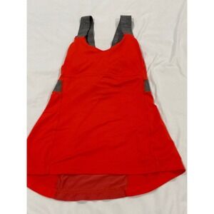 Lululemon Athletica Women Size 6 Orange Grey Criss Cross Mesh Back Tank Top